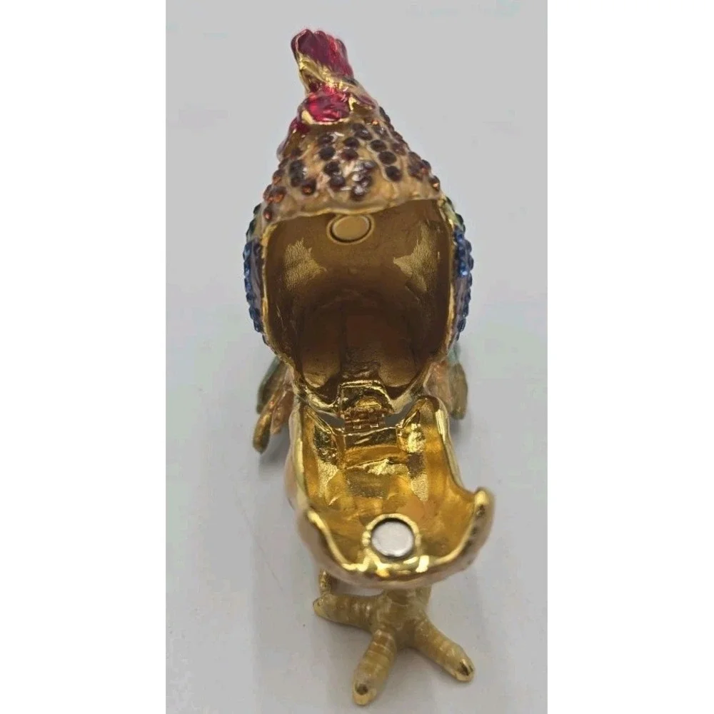 Leonardo Collection Jeweled Rooster Trinket Box Rhinestone Figurine Vintage